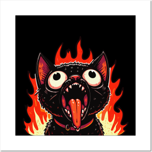 Black Cat On Fire Posters and Art